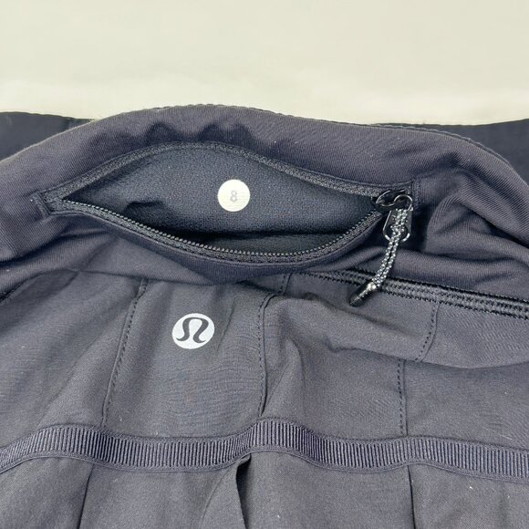 Lululemon Run Pace Setter Skirt Black Pickleball Tennis With Built-In Shorts 8 - Picture 6 of 9
